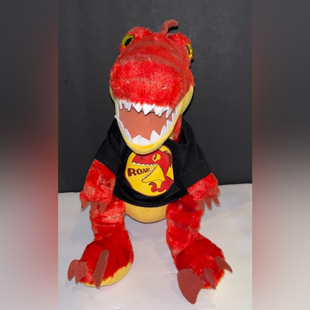 Build-A-Bear Red and Yellow T-Rex Plush with Black Tee